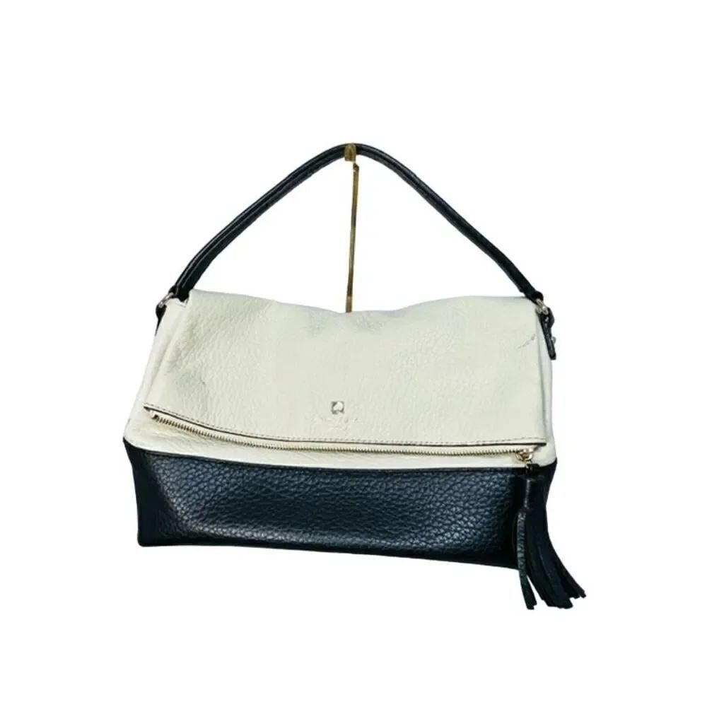 Kate Spade NY Southport Avenue Colorblock Leather Crossbody Purse Black Ivory